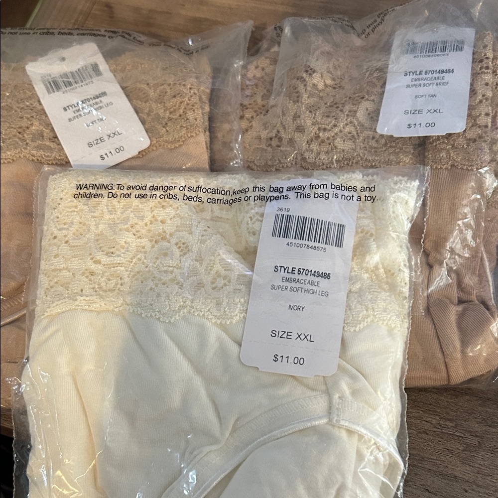 Soma Lace Trim Panties - Cream and Tan